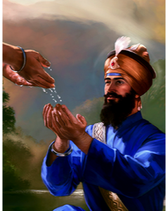 Guru Gobind Singh taking Amrit